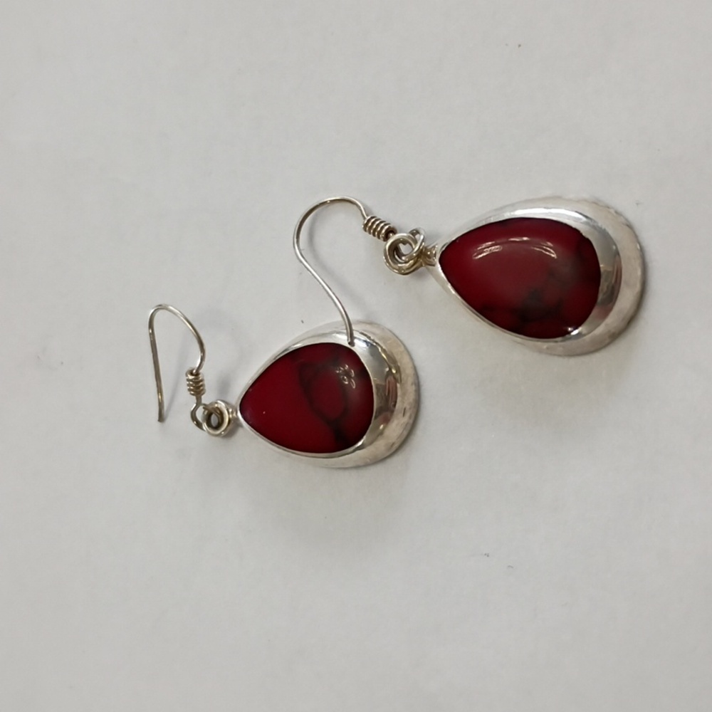 925 Red Earrings Jasper Holiday Boho Southwestern Country Cowgirl